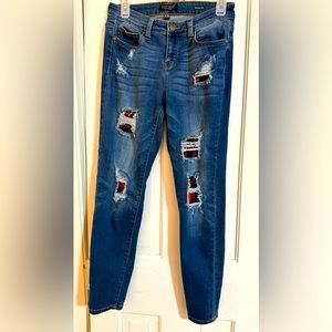 Judy Blue Skinny Buffalo Plaid inlay Jeans